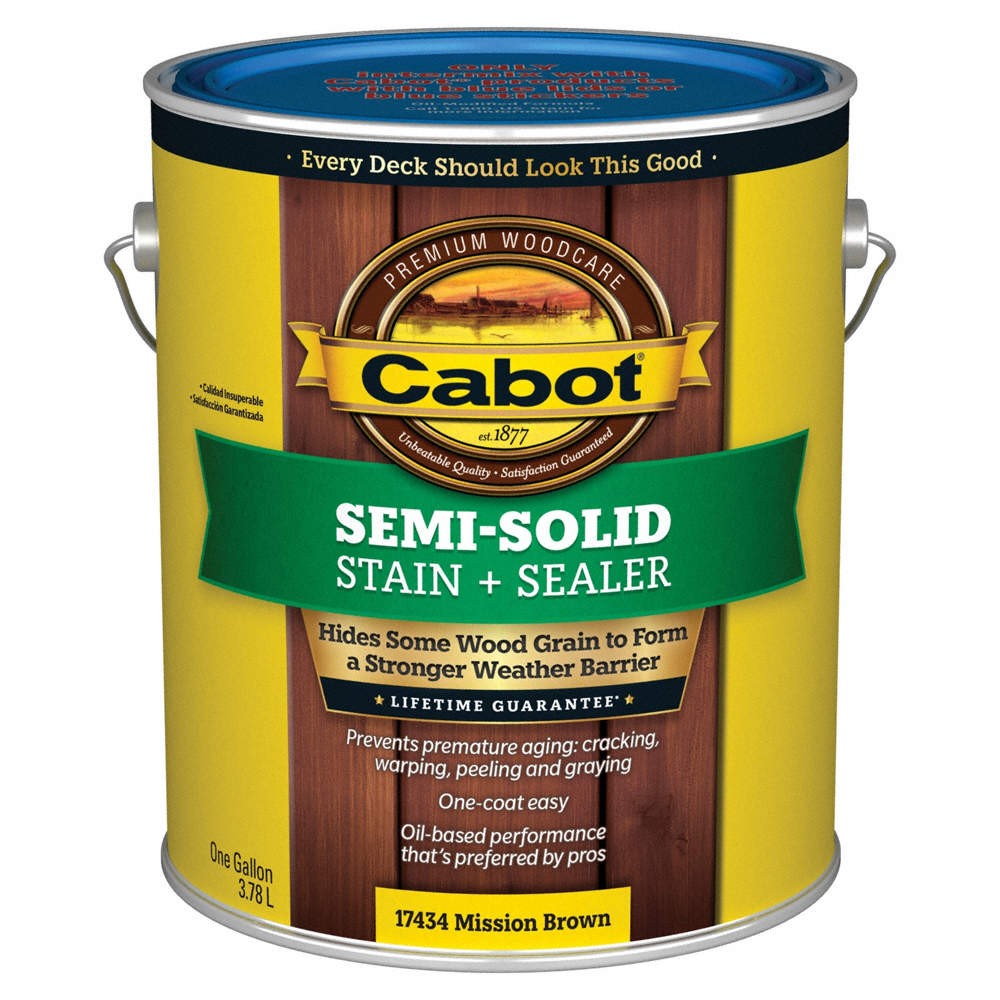 CABOT 140.0017434.007 Stain,Mission Brown,SemiSolid Flat,1gal. 38Y037