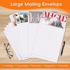 25 Pack Catalog Mailing Envelopes, 9 X 12 Inches Self-Seal White Manilla Envelop