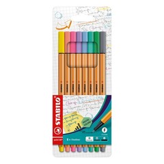 STABILO – Fineliner point 88 – Pack of 8 – Assorted Pastel Shades Pack of 8 Past