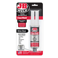 J-B Weld 50112 ClearWeld 5 Minute Set Epoxy Syringe – Clear – 25 ml, 25ml