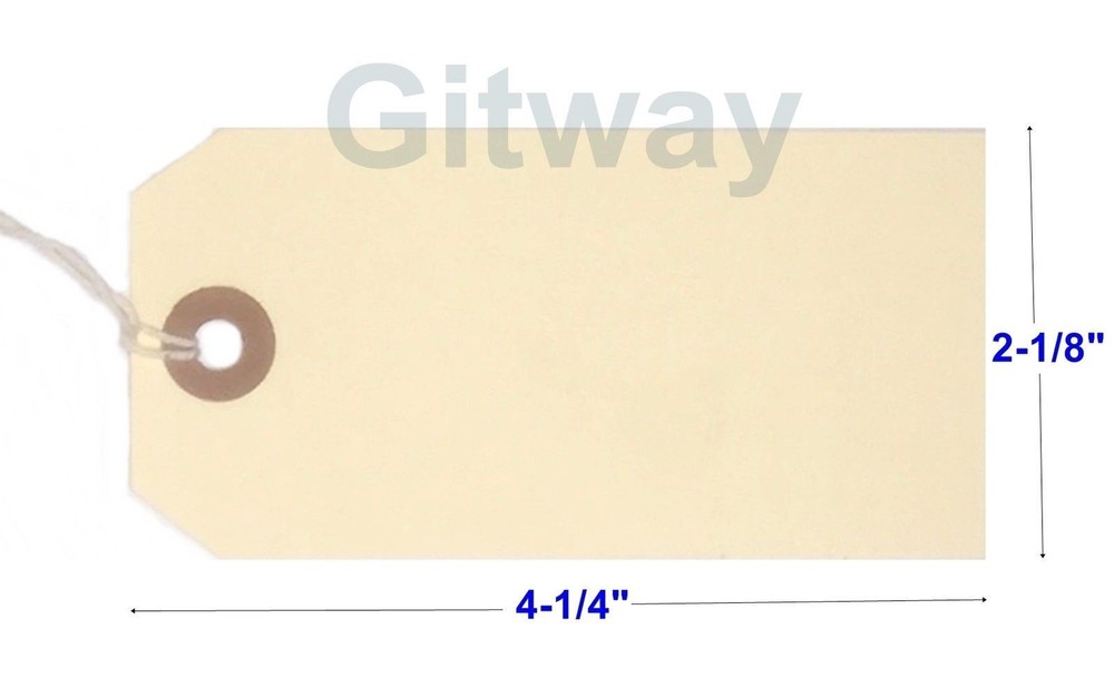 1000- 4 1/4″ x 2 1/8″ Size 4 Manila Inventory Shipping Hang Tags with String