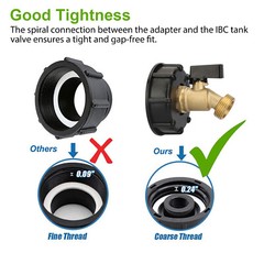 275-330 Gallon IBC Tote Water Tank Adapter 2″ Brass Hose Faucet Valve Connector