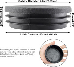 4 Pack 3 Inch round Plastic Plugs, Plastic round End Caps, Black Tubing Plug, Pi