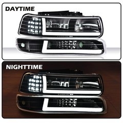 Chevy Silverado LED Headlight Assembly Compatible 1999-2002 2000-2002 2500 3500