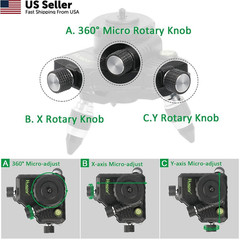 Laser Level Adapter 360-Degree Rotating Base 1/4″ Tripod Mount Micro-Adjust USA