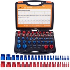 44pcs Screw Bolt Nut Thread Measure Gauge Size Checker Set (23 Inch & 21 Metric)