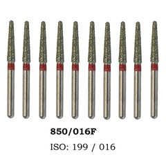 Dental Diamond Burs High Speed FG 850/016F Round End Taper Fine Grit Red 10pc/pk