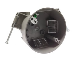 5-Pack 4″ Round Ceiling Box with Grounding 20 Cu In, ETL Certified, Plastic Gray