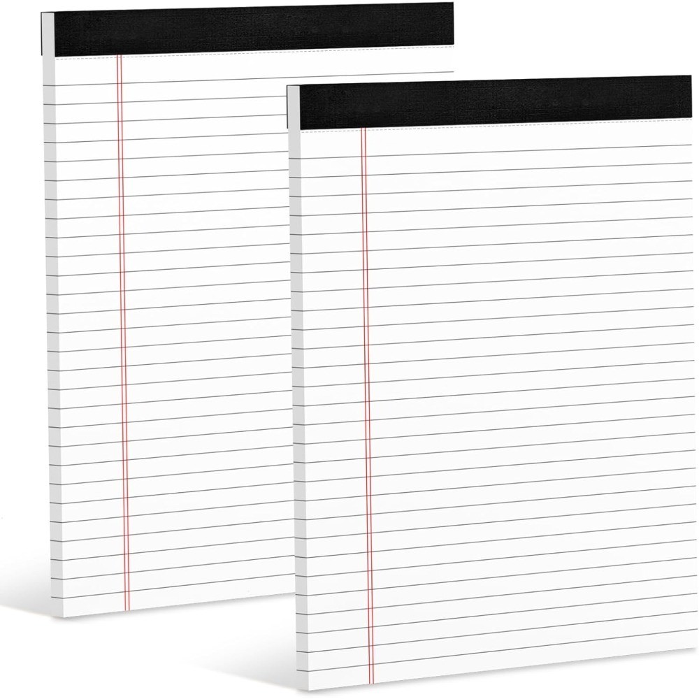 Legal Pad 8.5 x 11 Inches White Writing Paper Pad 2 Pack Wide Ruled Lined