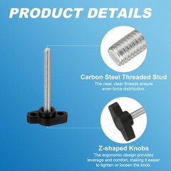 6 Pcs M5 x 45mm Tee Wing Thumb Screws Carbon Steel Mechanical Handle Bolt Screws