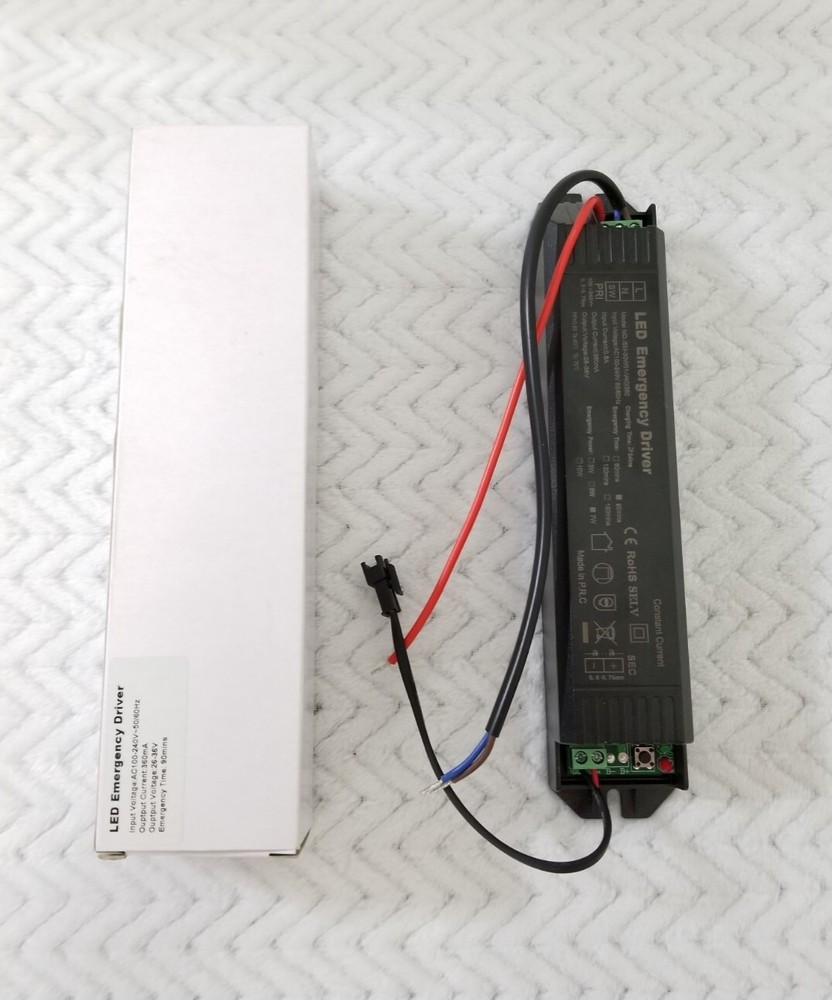 LED Emergency Driver 7W Pwr 90 Minute 28-36V 360mA Output AC100-240V 50/60Hz .6A