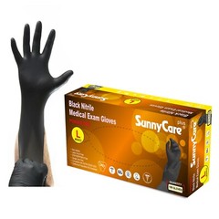1000/case SunnyCare 5Mil Black Nitrile Exam Gloves (Non Vinyl Latex) Size: L