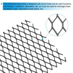 4″L x 4″W Universal Car Grill Mesh, 2Pcs 7x12mm Diamond Hole, Black