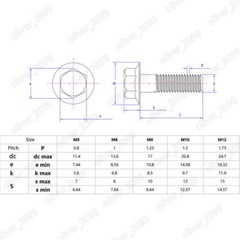 M5 M6 M8 M10 M12 304 Stainless Steel Hexagon Flange Bolts Hex Flange Head Screws
