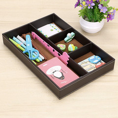 4 Slots Desk Drawer Organizer, PU Leather Drawer Storage Organizer Divider for O