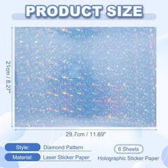 12x8in Printable Holographic Sticker Paper 6 Sheets Sparkle Scatter Pattern