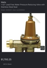 Watts LF25AUB-Z3 1-1/2in Water Pressure Reducing Valve Single Union Brass 25-75