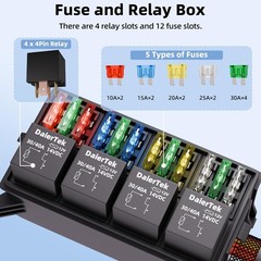 12V Waterproof Fuse Relay Box 12 Fuse 4 Relay Pre Wired Harness