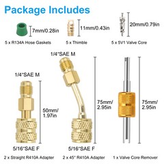R410A Adapter for Mini Split System, 5/16″ SAE Female to 1/4″ SAE Male Flare