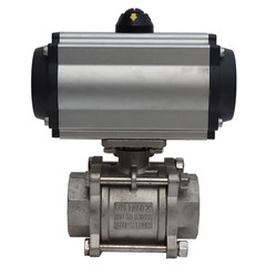 Three-Piece 2 Inch Pneumatic Actuated Ball Valve Double Acting Globe Threaded 30