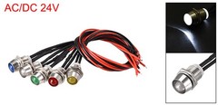 LED Indicator Light AC/DC 24V 8mm Panel Mount Red Yellow Blue Green White