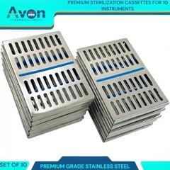 10 DENTAL AUTOCLAVE STERILIZATION CASSETTE RACK BOX TRAY FOR 10 INSTRUMENT