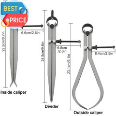 3 Piece Spring Caliper/Divider Set, 8 Inches inside Spring outside Divider Calip