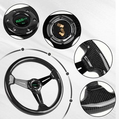 RASTP Carbon Fiber Racing Steering Wheel, 13.8”/350mm 6 Bolts Steering Whe