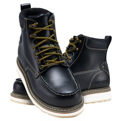 HISEA Men’s Moc Toe Work Boots 6 Inch Steel Soft Toe Working Safety Boots Shoes