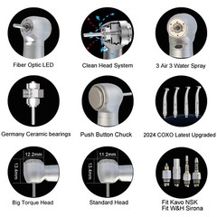 COXO Dental Handpiece High Speed Fiber Optic Turbine CX207-G KaVo NSK Coupler