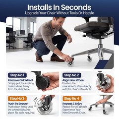 Office Chair Wheels Set of 5 – 3 Inch Roller Blade Wheels Office Chairs, Office