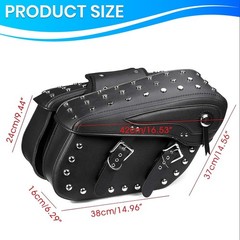 Motorcycle Saddlebags Studded Rivet 30L Water-Resistant PU Leather Quick-Release