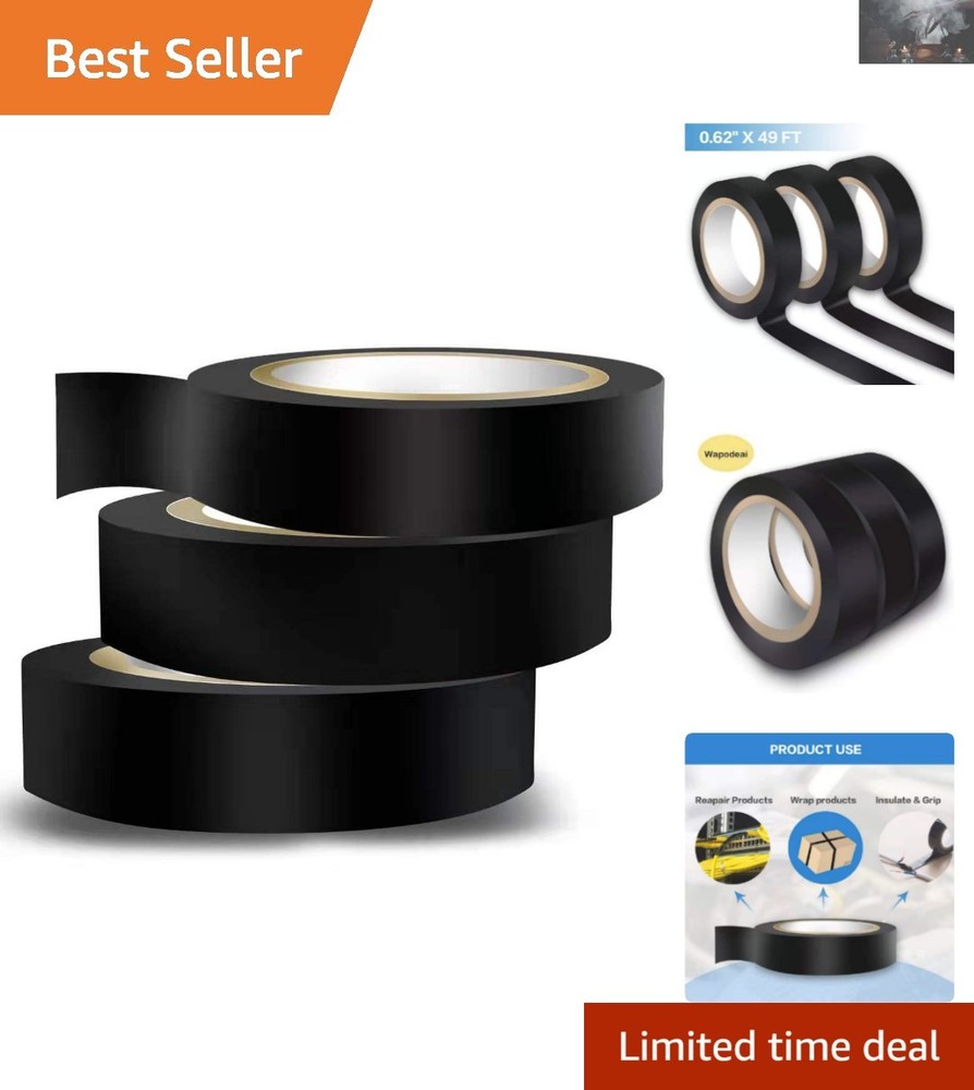 Durable 3PCS Electrical Tape Set – 0.62 in x 49 ft Fireproof & Waterproof Rolls