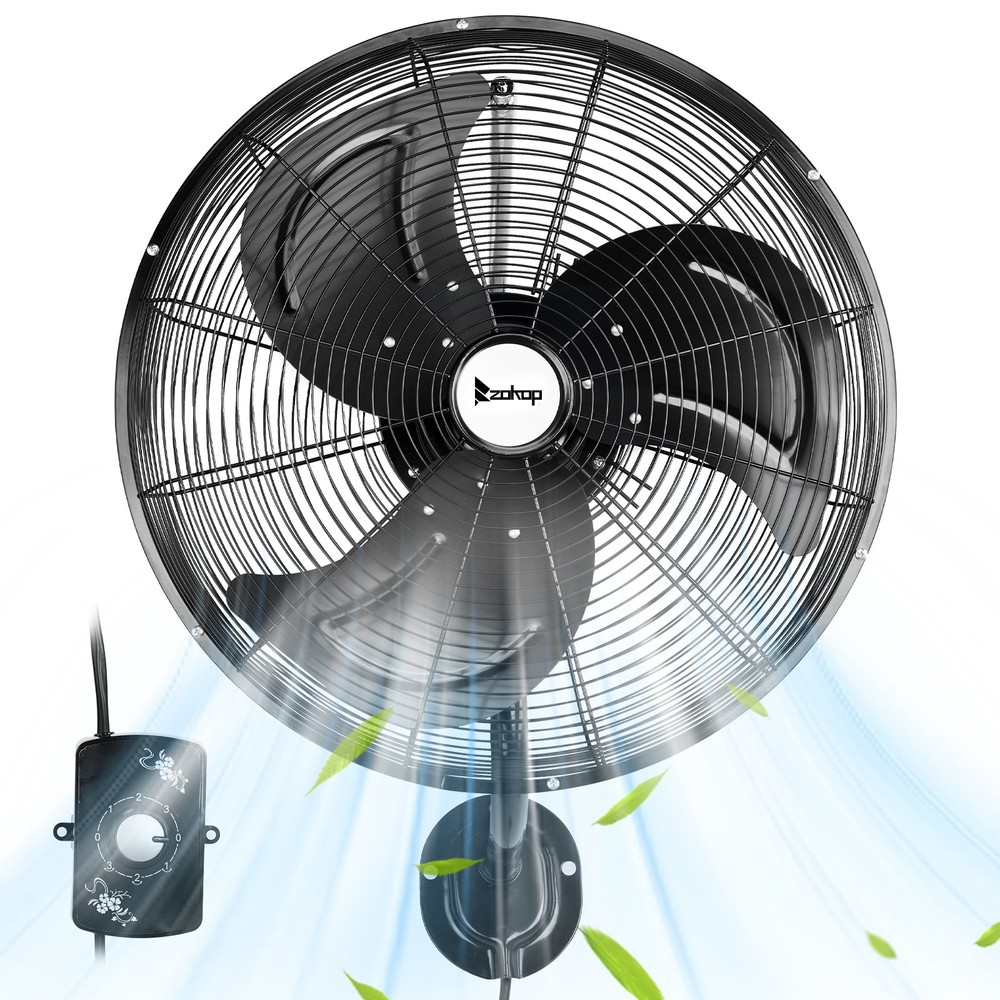 18″ Oscillating Wall Fan, 4592 CFM High Velocity Industrial Heavy Duty Shop Fan