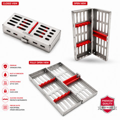 3 GERMAN DENTAL AUTOCLAVE STERILIZATION CASSETTE RACK BOX TRAY FOR 5 INSTRUMENT