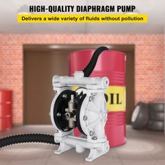 VEVOR Air-Operated Double Diaphragm Pump 2.5GPM 1/2″ Inlet Outlet Polypropylene