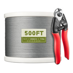 500FT 1/8″ T316 Stainless Steel Cable, Wire Rope Aircraft Cable for Deck Cable R