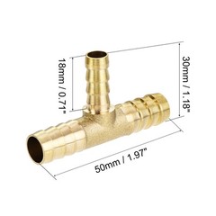 2 x Reducing Barb Hose Fitting Tee T Shape Pipe Connector Brass 3/8″x3/8″x1/4″