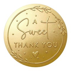 100 x A Sweet Thank You Embossed Sticker Labels Wedding Party Shower Gold