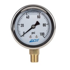 Liquid Pressure Gauge,2-1/2″ dial,0-100 psi ( single scale) ,1/4 NPT lower mount