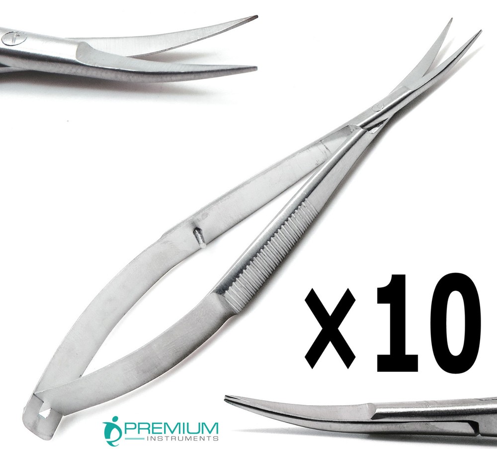 10 Pcs Micro Curved Eye Scissors Sharp/Sharp 4.5″ Castroviejo Surgery Ophthalmic