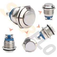 5pcs 19mm Momentary Push Button Switch IP65 Waterproof Copper Shell