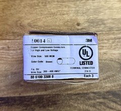 3M Scotchlok Copper Compression Terminal Connector 10014, Brown, 500 MCM, 3 Pack