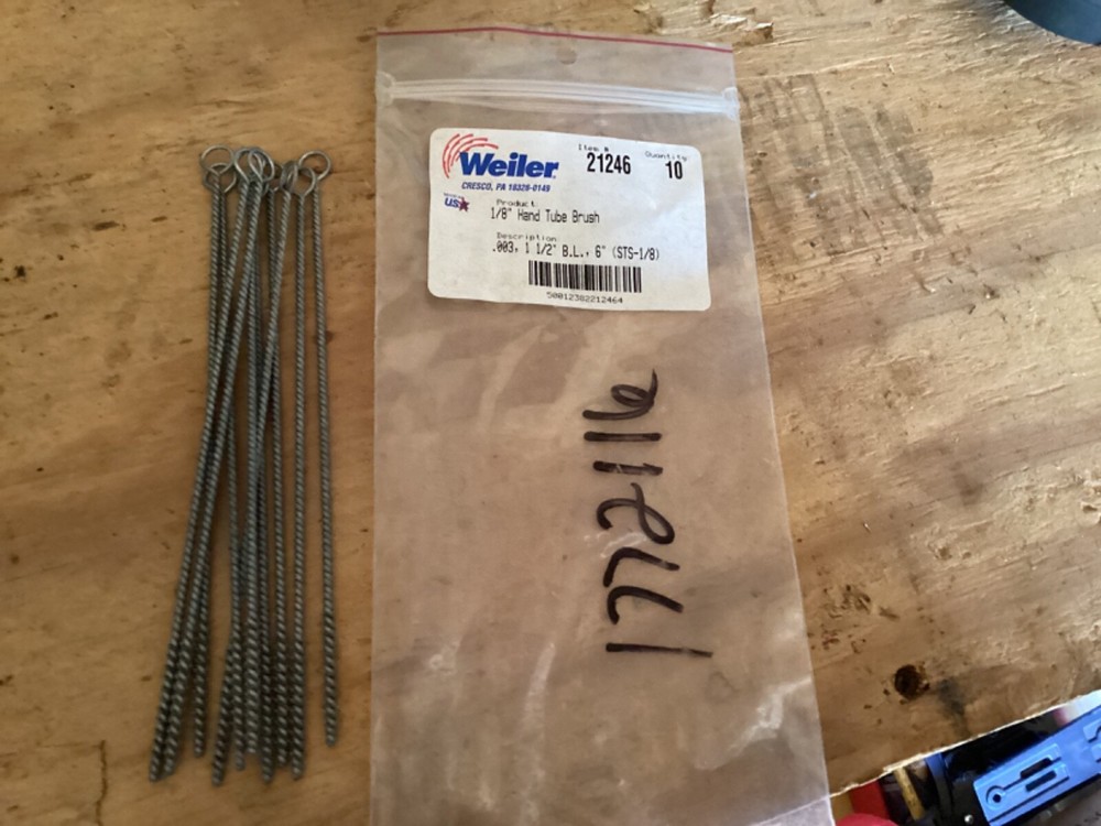 Weiler 10 pack 1/8″ Hand Tube Brush .003 wire fill item # 21246