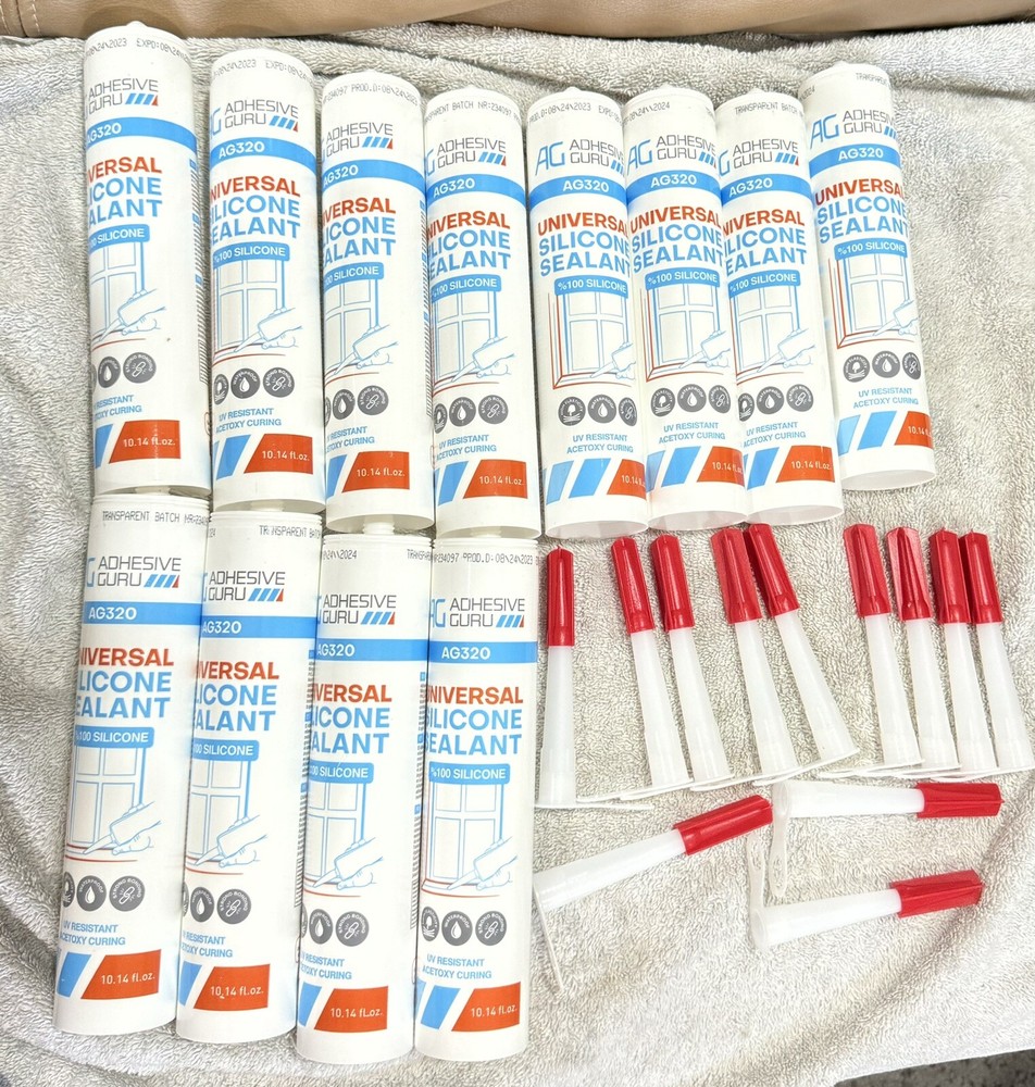 Adhesive Guru Clear Silicone Sealant Waterproof (12 x 10.1fl.oz.) All Purpose