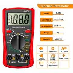 LCD Digital Multimeter Voltmeter Ammeter Ohmmeter Volt AC DC Tester Leads Meter