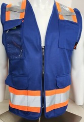 FX Two Tone Blue Safety Vest with 4 Front Pocket XSmall to 3XL