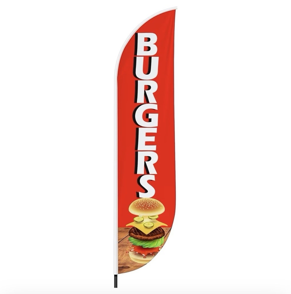 Burgers 15′ Feather Banner Swooper Flag