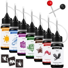 Temporary Tattoo Ink and Small, Black Red Brown Green Purple Blue Orange