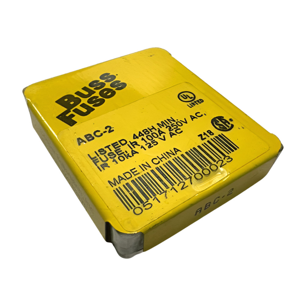 (Box of 5) Bussmann ABC-2 Fuse, 2A, 448H, IR 100A 250VAC, IR 10kA 125VAC, Z18